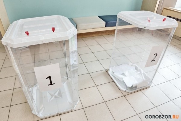 На участок для голосования в Уфе один из членов комиссии пришел в маске с логотипами партии 