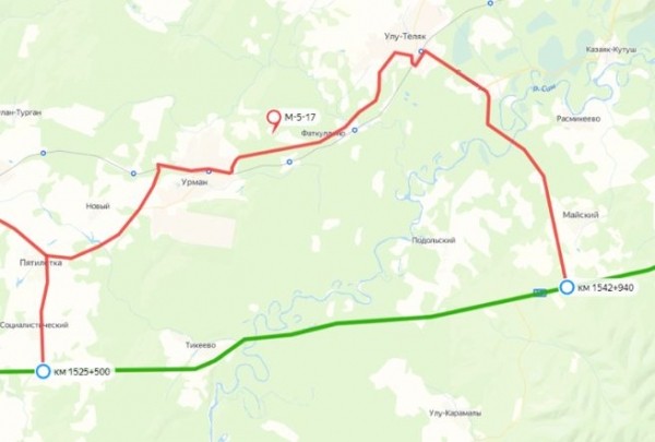 В Башкирии из-за аварии перекрыли трассу М-5 