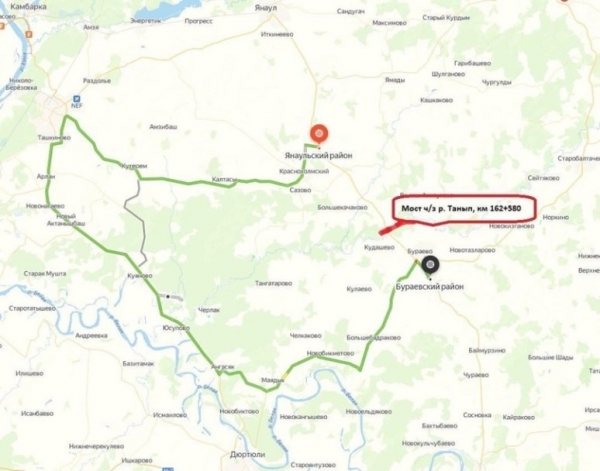 В районе Башкирии перекрыли движение по мосту из-за ремонта